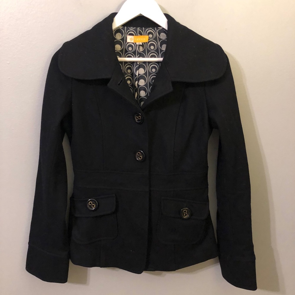 Tulle Black Tailored Wool-Blend Blazer Jacket